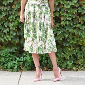 Tropical Print Skirt with pompoms (SK026)